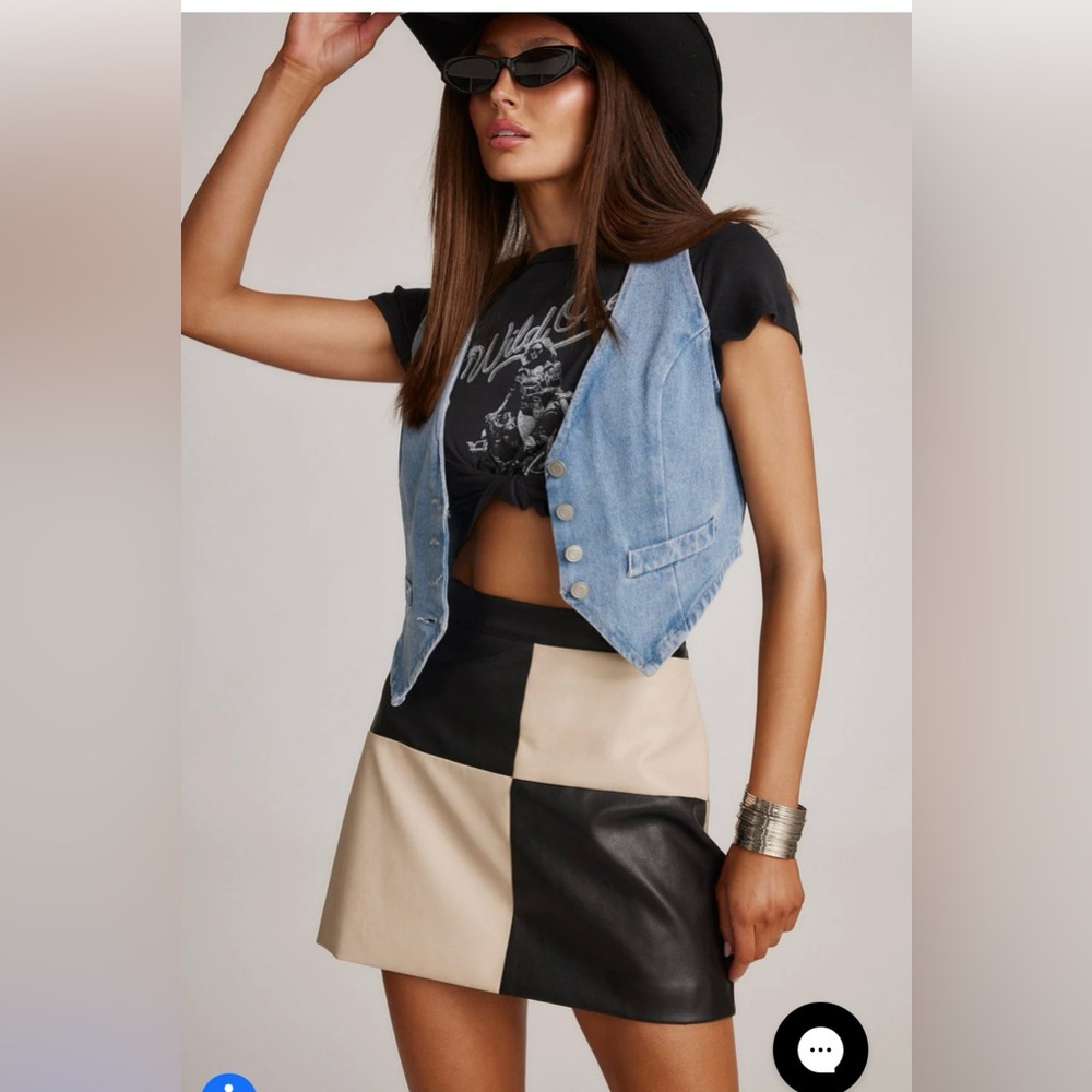 12th Tribe Harley Black Colorblock Mini Skirt, Size XS, NWT